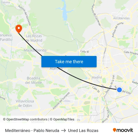 Mediterráneo - Pablo Neruda to Uned Las Rozas map