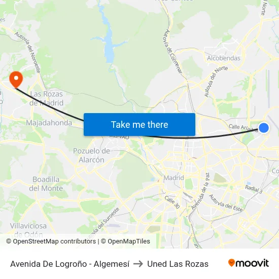 Avenida De Logroño - Algemesí to Uned Las Rozas map