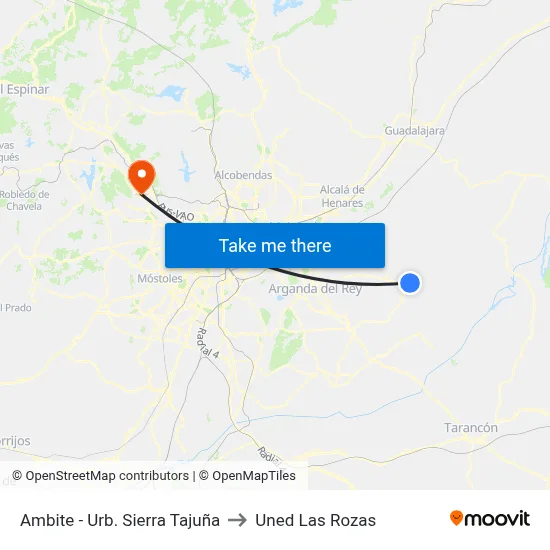 Ambite - Urb. Sierra Tajuña to Uned Las Rozas map