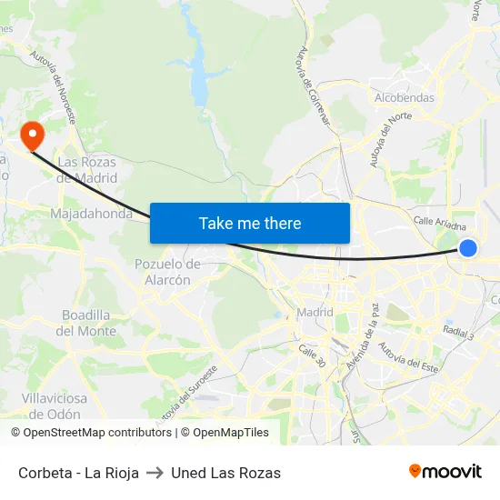 Corbeta - La Rioja to Uned Las Rozas map