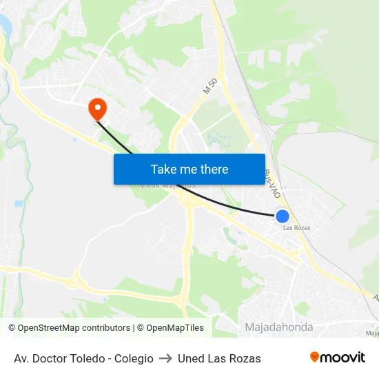 Av. Doctor Toledo - Colegio to Uned Las Rozas map