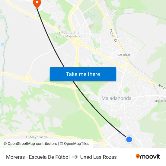 Moreras - Escuela De Fútbol to Uned Las Rozas map