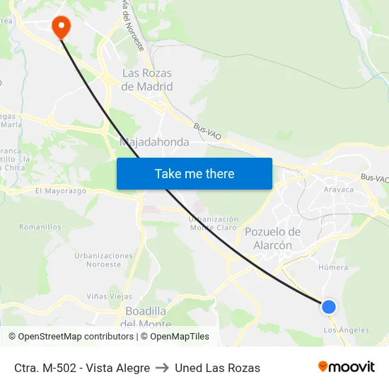 Ctra. M-502 - Vista Alegre to Uned Las Rozas map
