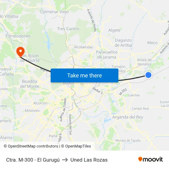 Ctra. M-300 - El Gurugú to Uned Las Rozas map