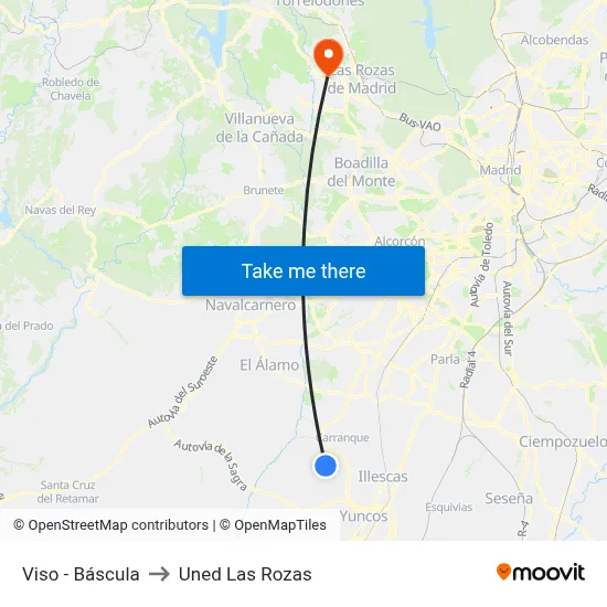 Viso - Báscula to Uned Las Rozas map