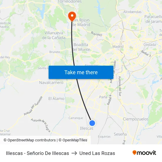 Illescas - Señorío De Illescas to Uned Las Rozas map