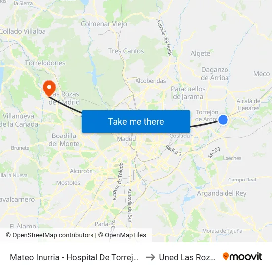 Mateo Inurria - Hospital De Torrejón to Uned Las Rozas map