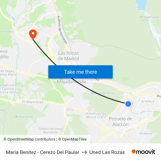 María Benítez - Cerezo Del Paular to Uned Las Rozas map