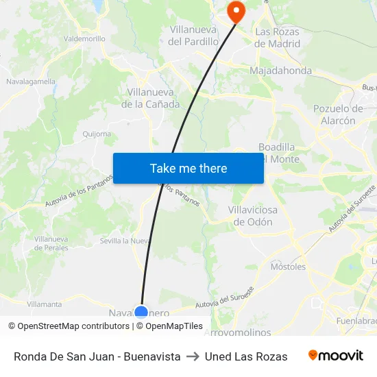 Ronda De San Juan - Buenavista to Uned Las Rozas map