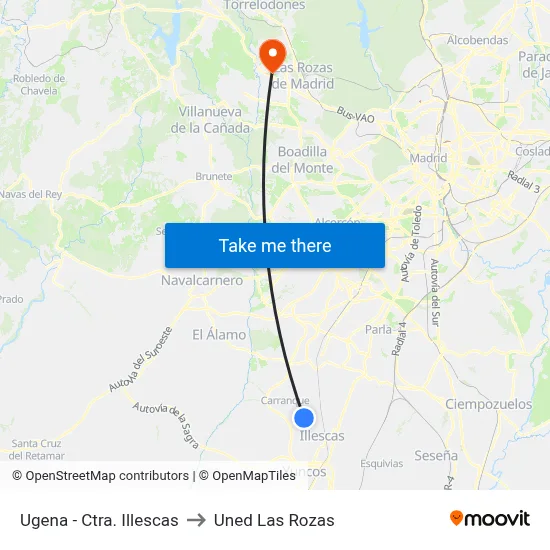 Ugena - Ctra. Illescas to Uned Las Rozas map