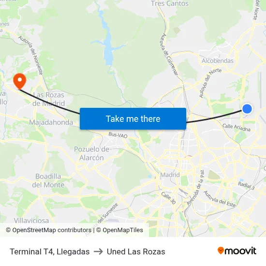Terminal T4, Llegadas to Uned Las Rozas map