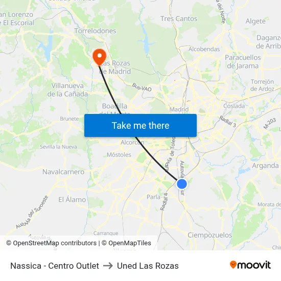 Nassica - Centro Outlet to Uned Las Rozas map