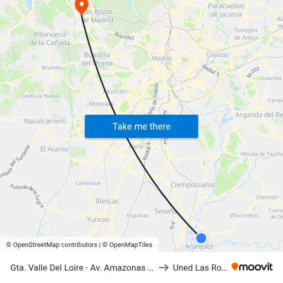 Gta. Valle Del Loire - Av. Amazonas Central to Uned Las Rozas map