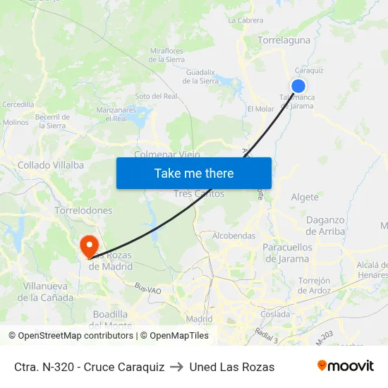 Ctra. N-320 - Cruce Caraquiz to Uned Las Rozas map