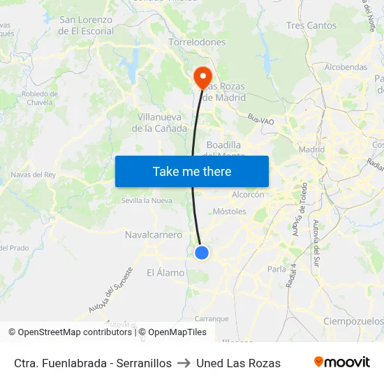 Ctra. Fuenlabrada - Serranillos to Uned Las Rozas map