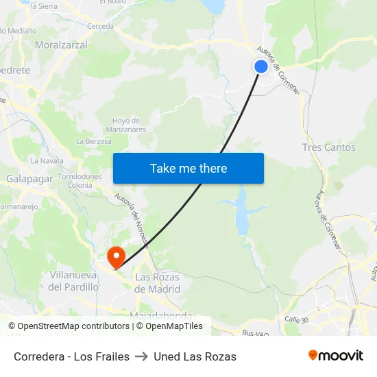 Corredera - Los Frailes to Uned Las Rozas map