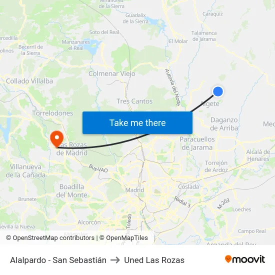 Alalpardo - San Sebastián to Uned Las Rozas map