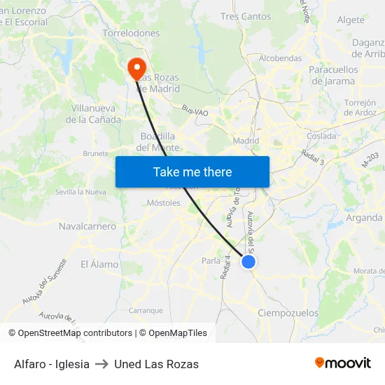 Alfaro - Iglesia to Uned Las Rozas map