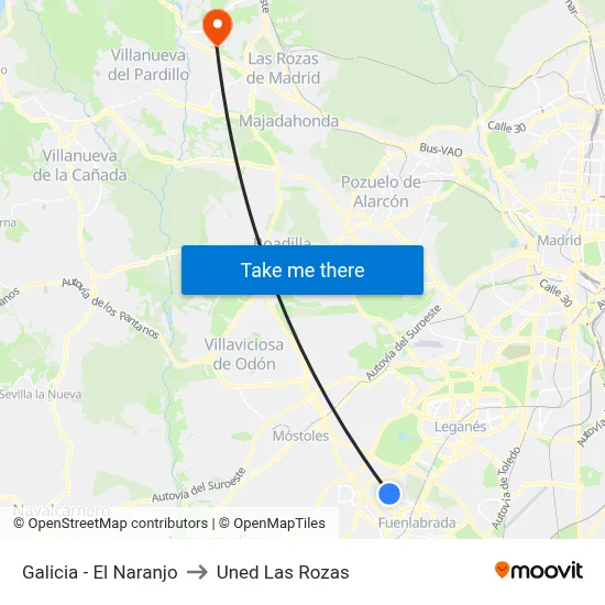 Galicia - El Naranjo to Uned Las Rozas map