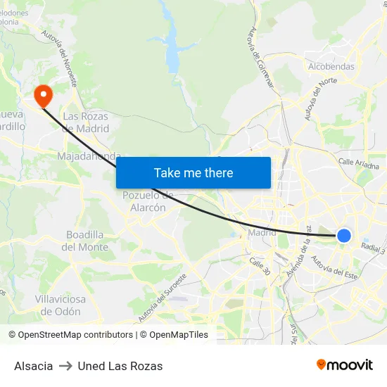 Alsacia to Uned Las Rozas map