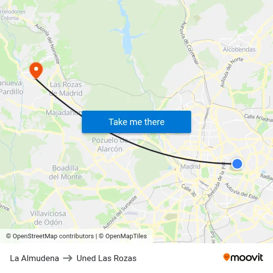 La Almudena to Uned Las Rozas map