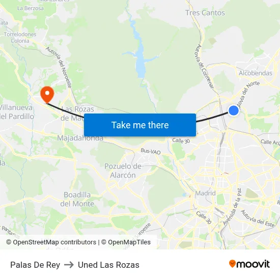 Palas De Rey to Uned Las Rozas map