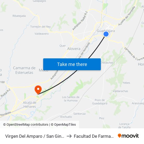 Virgen Del Amparo / San Ginés to Facultad De Farmacia map