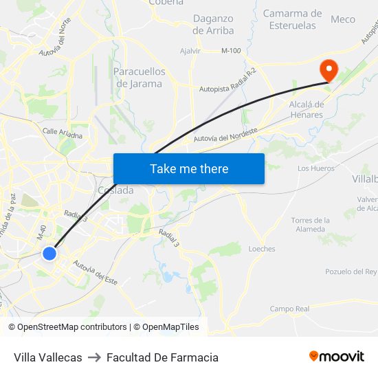 Villa Vallecas to Facultad De Farmacia map