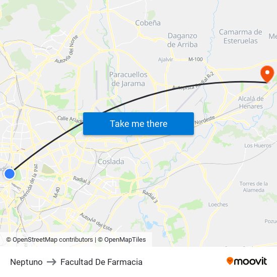 Neptuno to Facultad De Farmacia map