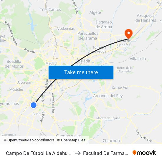 Campo De Fútbol La Aldehuela to Facultad De Farmacia map