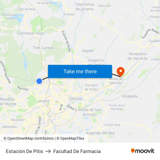 Estación De Pitis to Facultad De Farmacia map