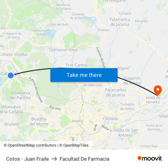 Cotos - Juan Fraile to Facultad De Farmacia map