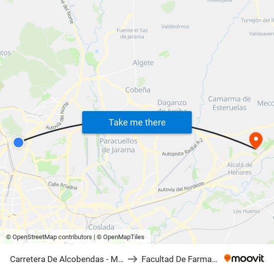 Carretera De Alcobendas - M40 to Facultad De Farmacia map