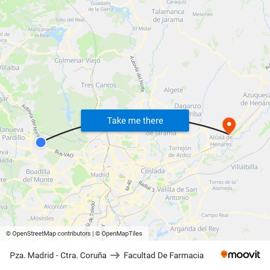 Pza. Madrid - Ctra. Coruña to Facultad De Farmacia map
