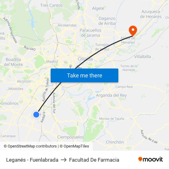 Leganés - Fuenlabrada to Facultad De Farmacia map