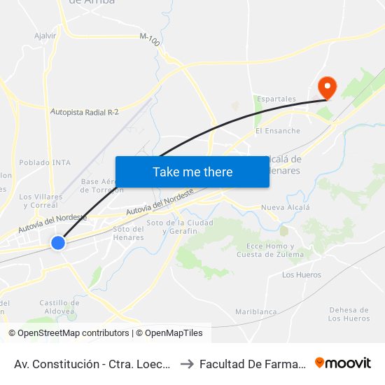 Av. Constitución - Ctra. Loeches to Facultad De Farmacia map