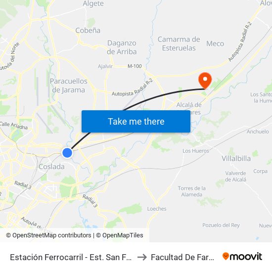 Estación Ferrocarril - Est. San Fernando to Facultad De Farmacia map