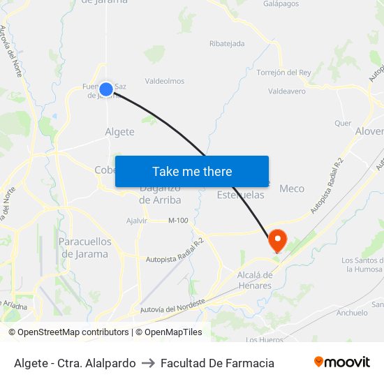 Algete - Ctra. Alalpardo to Facultad De Farmacia map