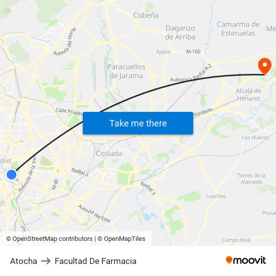 Atocha to Facultad De Farmacia map