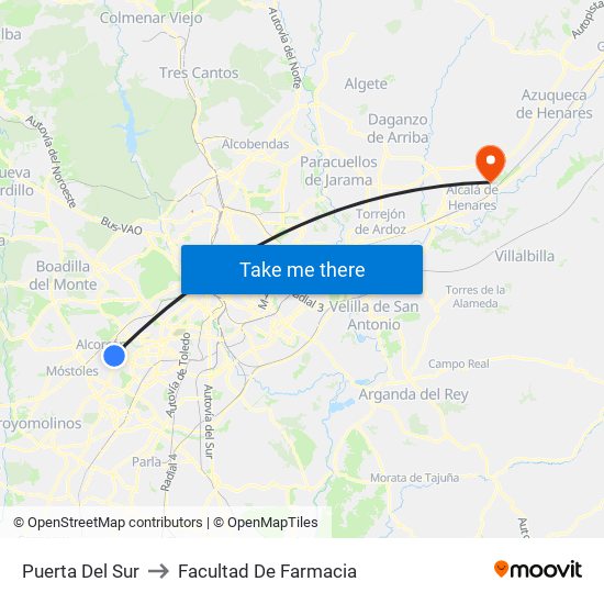 Puerta Del Sur to Facultad De Farmacia map
