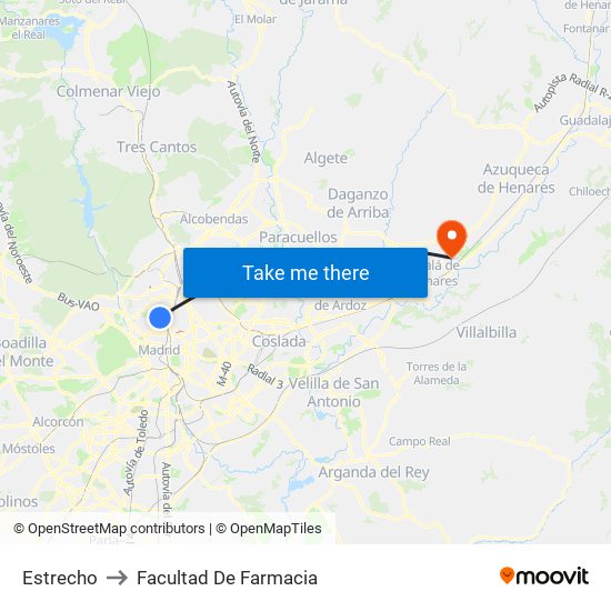 Estrecho to Facultad De Farmacia map
