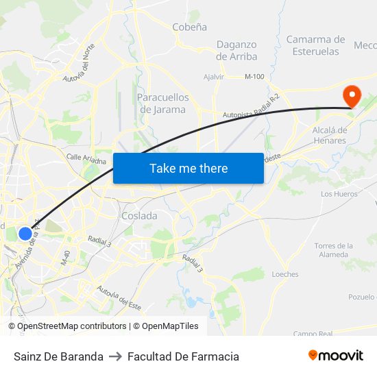 Sainz De Baranda to Facultad De Farmacia map