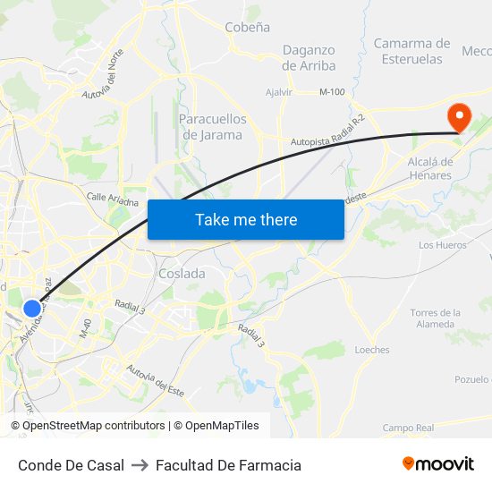 Conde De Casal to Facultad De Farmacia map