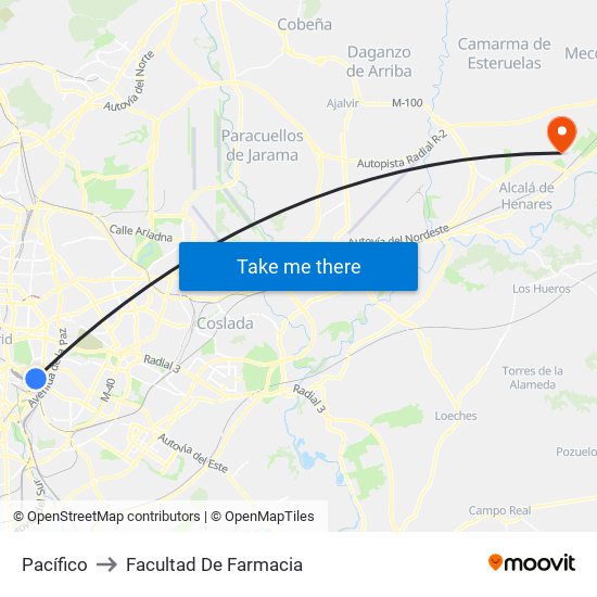 Pacífico to Facultad De Farmacia map