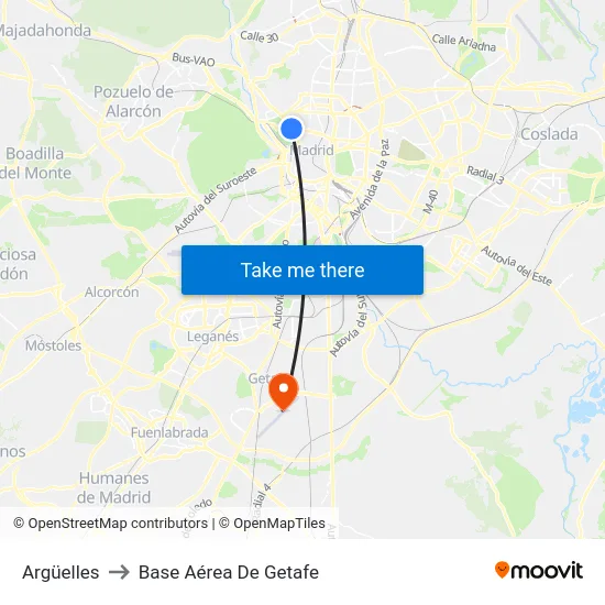 Argüelles to Base Aérea De Getafe map