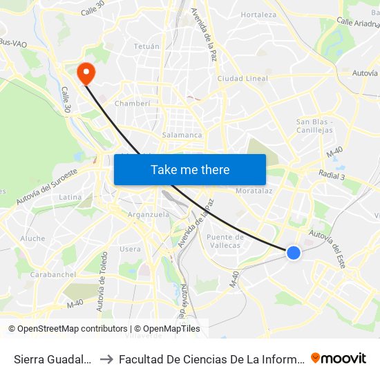 Sierra Guadalupe to Facultad De Ciencias De La Información map