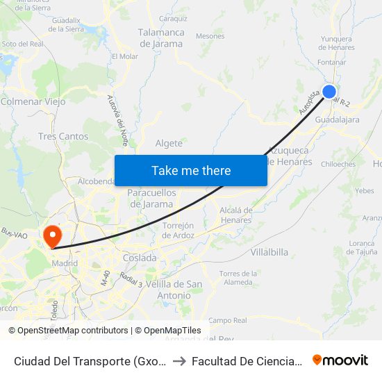 Ciudad Del Transporte (Gxo), Polígonos Marchamalo to Facultad De Ciencias De La Información map