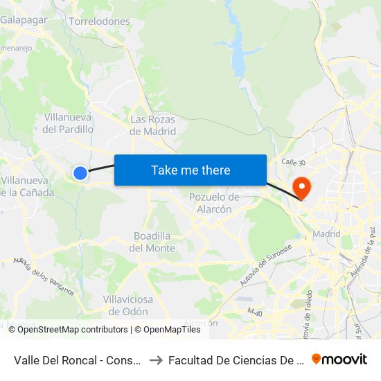 Valle Del Roncal - Consultorio Médico to Facultad De Ciencias De La Información map