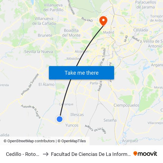 Cedillo - Rotonda to Facultad De Ciencias De La Información map