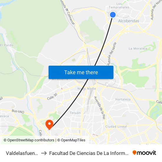 Valdelasfuentes to Facultad De Ciencias De La Información map